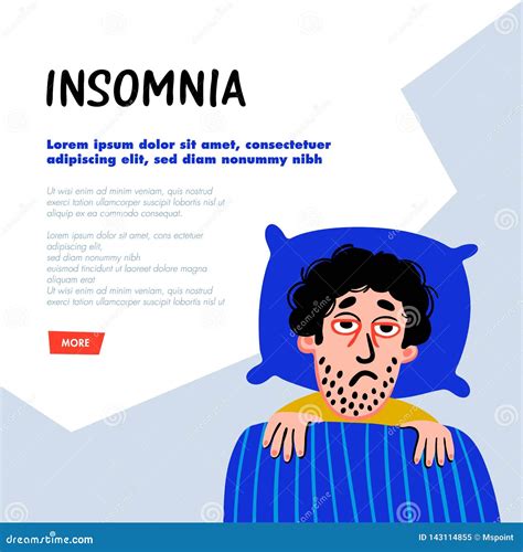 Sleepless Man Face Cartoon Character Suffers From Insomnia Vector