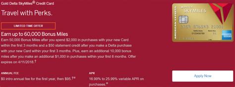 Enjoy 1.5x miles per $1 spent. Gold Delta SkyMiles Credit Card 60,000 Bonus Miles + Receive a $50 Statement Credit - Bank Deal Guy