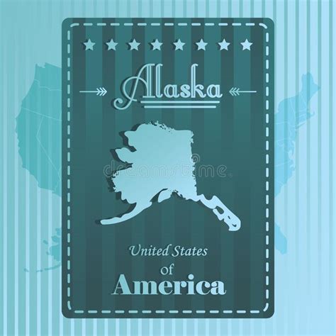 Alaska State Map Label Vector Illustration Decorative Design Stock