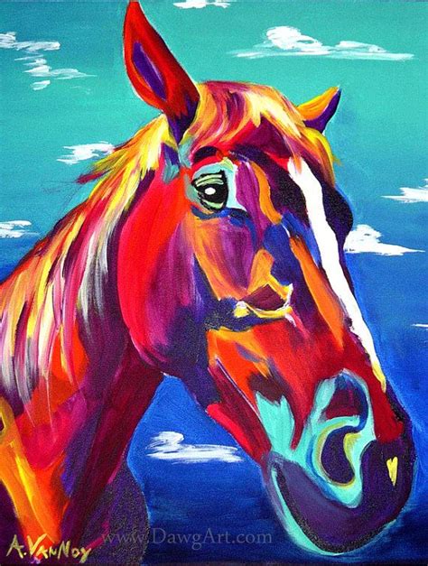 Horse Dawgart Horse Art Southwestern Art Pet Portrait Etsy Colorful