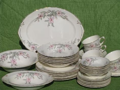 Crown mann china floral garden pattern plates. 1930s vintage Crown pottery pretty pink floral china ...
