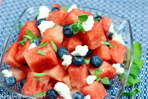Healthy And Fresh Watermelon Feta Blueberry Salad Recipe