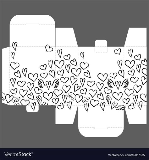 T Box Design Template With Heart Pattern Vector Image