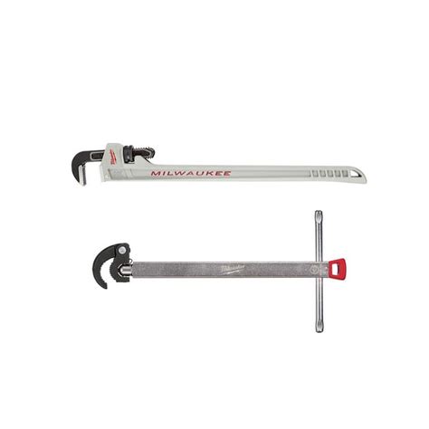 Milwaukee 10 In Aluminum Pipe Wrench With Power Length Handle With 1