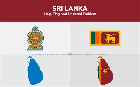 Sri Lanka Map Flag And National Emblem Illustration