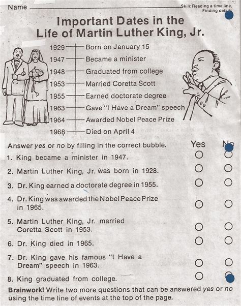 Free Printable Martin Luther King Worksheets