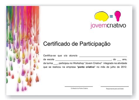 Jovem Criativo Certificado De Participação