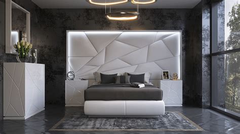 Elegant Leather Modern Design Bed Set Las Vegas Nevada Esf Franco Spain