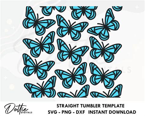 Butterfly Tumbler Wrap 20oz Straight Tumbler SVG PNG Dxf Pretty Pattern