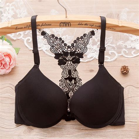 uiecoe women lingerie sexy solid lace bras front closure push up bras with butterfly back beauty