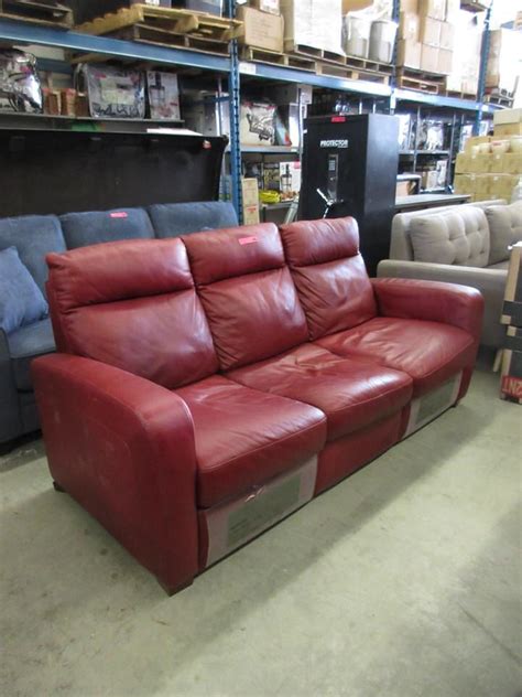 Back to article → how to clean red leather sofa. Red Natuzzi Leather 6 Foot Reclining Sofa