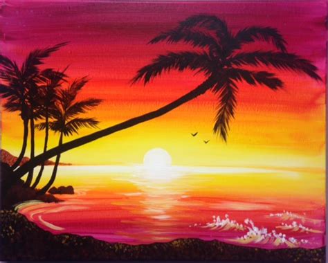 Tropical Sunset Painting At PaintingValley Com Explore Collection Of