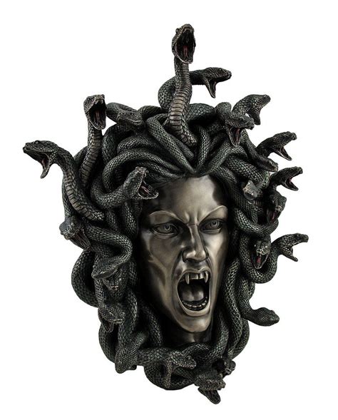 Medusa Head W Snake Hair Gorgon Lady Wall Plaque Statue Snake Hair