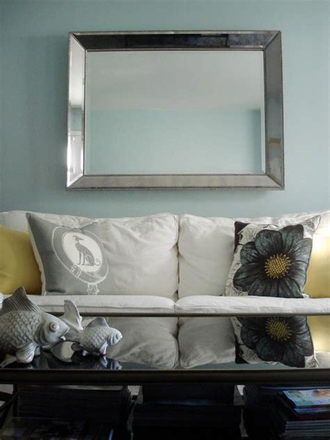 Gray Living Room With Large Mirror Hgtv