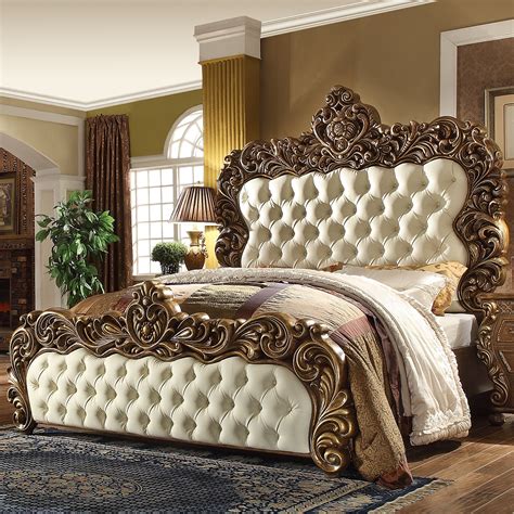 Homey Design Hd 8011 Eastern King Bed Metallic Antique Gold And Perfect