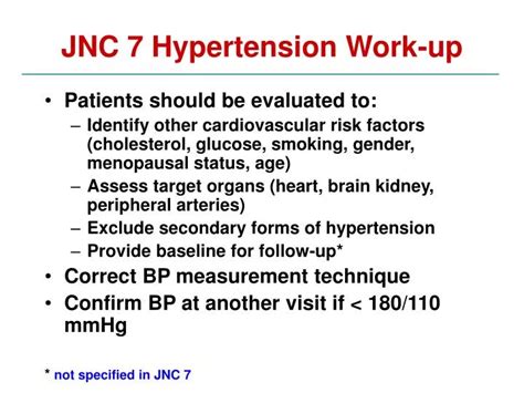 Ppt Jnc 7 Hypertension Work Up Powerpoint Presentation Id1754679
