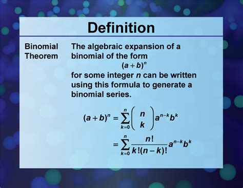 Definition Sequences And Series Concepts Binomial Theorem Media4math