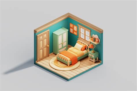 Premium Psd 3d Illustration Of Isometric Room