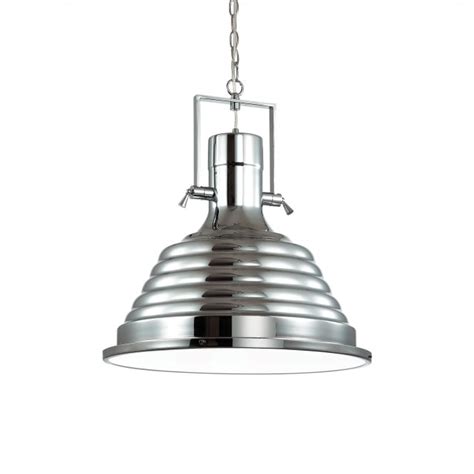Ideal Lux Id125824 Chrome Industrial Fisherman 48cm Dome Pendant Light