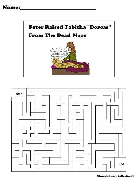 Peter Raised Tabitha Dorcas From The Dead Maze Sunday School Mazes
