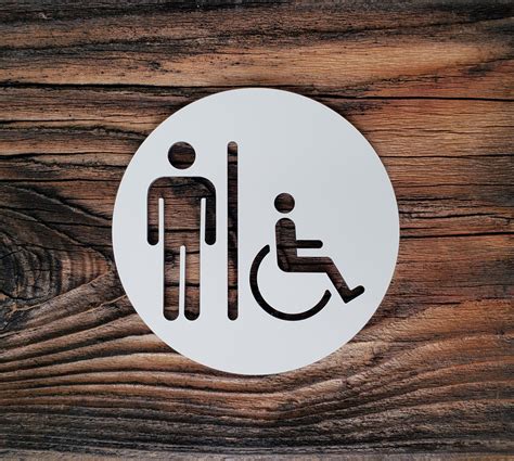 Male Restroom Sign Metal Silver Bathroom Door Sign Mens Toilet