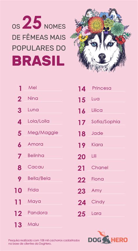 Os 25 Nomes De Fêmea Mais Populares Do Brasil Doghero
