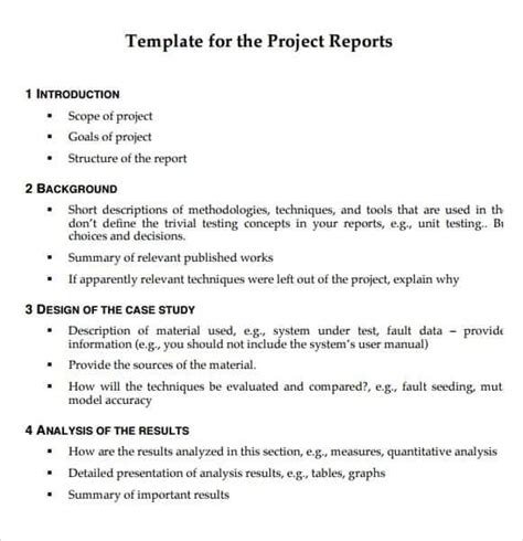 21 Free Project Report Template Word Excel Formats