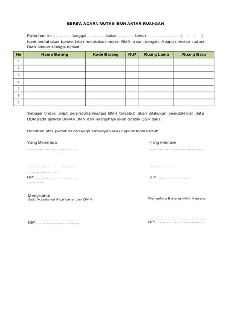 Form Mutasi Bmn Pdf