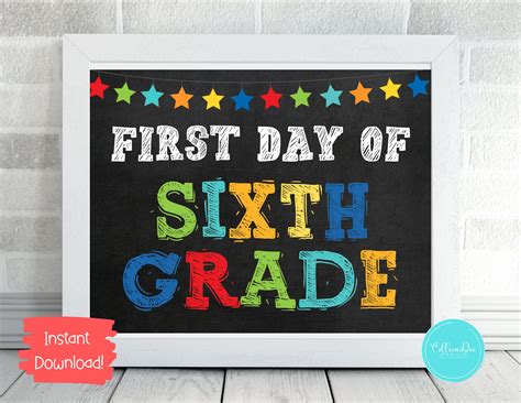 Sixth Grade Sign First Day Of 6th Grade Sign Start School Etsy