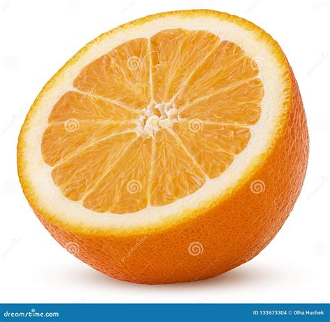 Orange Fruit Cut In Half Stock Photo Image Of White 133673304