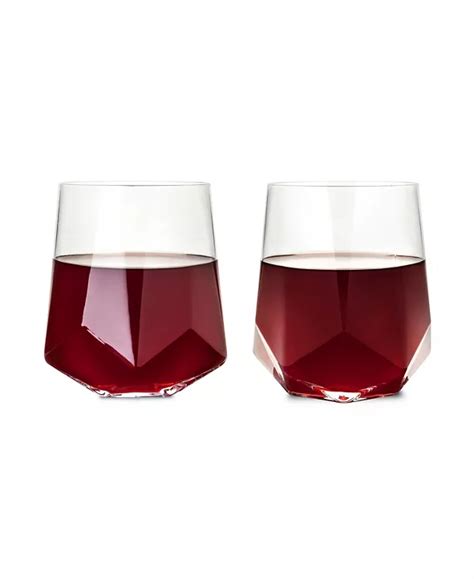 Viski Raye Faceted Crystal Wine Glass Set Of 2 And Reviews Glassware And Drinkware Dining Macy