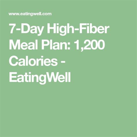 How many grams of fiber should you consume per day? 7-Day High-Fiber Meal Plan: 1,200 Calories | High fiber foods, High fiber meal plan, Diabetic ...
