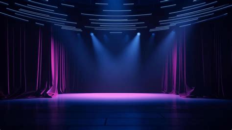 Stage Shows Empty Dark Blue Purple Pink Background Illustration Ai