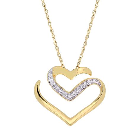 Stella Grace 10k Gold 110 Carat Tw Diamond Necklace Heart Pendant
