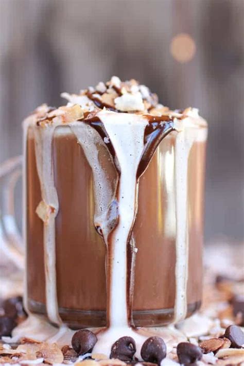 Toasted Coconut Chocolate Pumpkin Spice Latte With Chocolate Drizzle