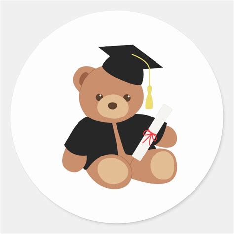 Graduation Teddy Bear Classic Round Sticker