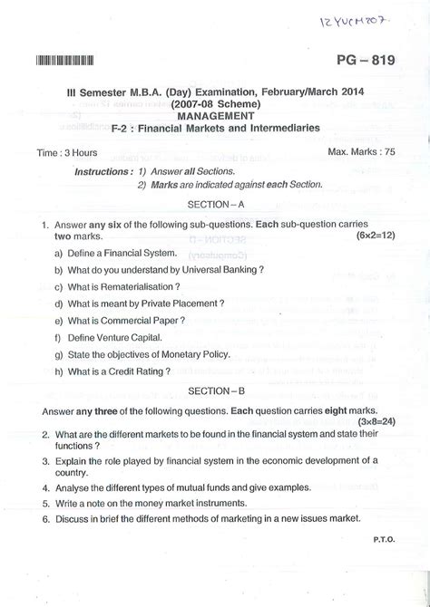 List all of the courses you've attempted, the corresponding credit values, and your final grades. MBA BU Financial Markets and Intermediaries 2014 Question Paper - University Question Papers