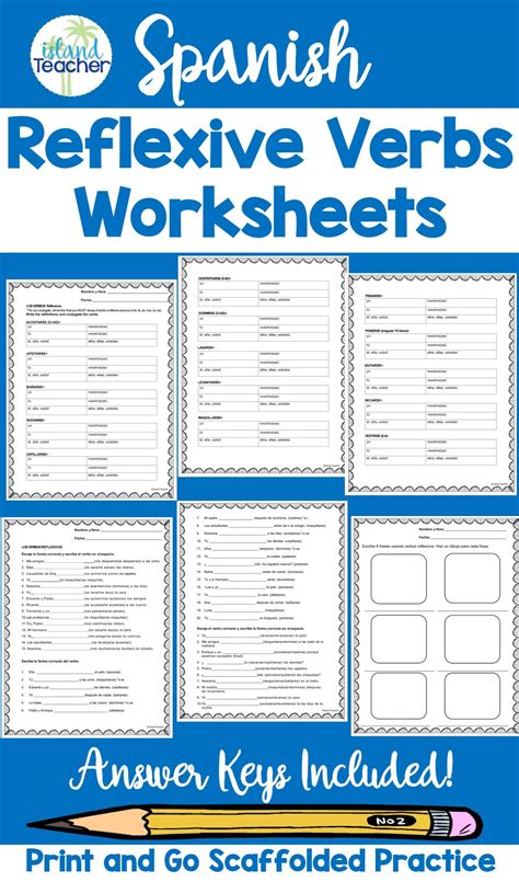 Spanish Reflexive Verbs Practice Verb Worksheets Spanish Learning
