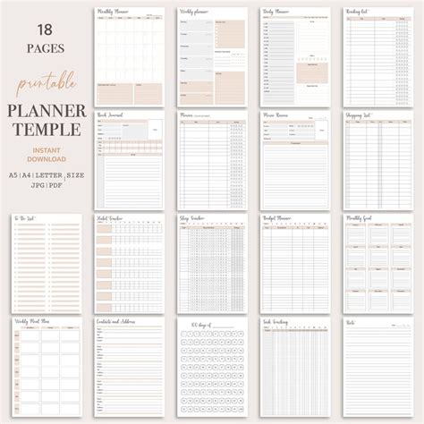 Printable Planner Template A5 A4 Letter Size Daily Weekly C1b