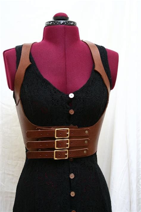 Bella Brown Leather Harness Belt Underbust Steampunk Victorian