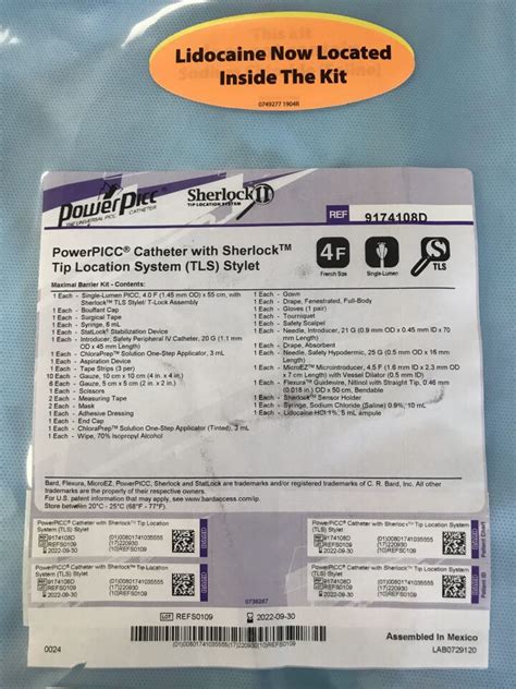 New Bard 9174108d Powerpicc Catheter W Sherlock Tip Location System