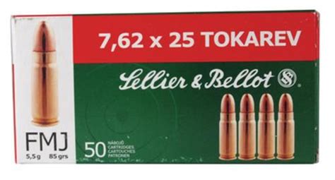 Sellier And Bellot 762x25 Tokarev 85 Fmj 50rdbox Impact Guns