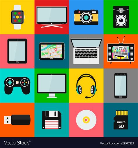 Set Of Technology And Multimedia Devices Icons Vector Image