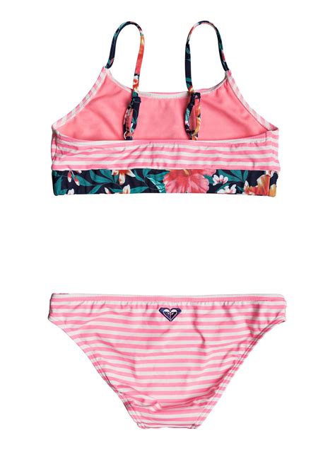 Girls 7 14 Roxy Waves Crop Top Bikini Set Ergx203110 Roxy