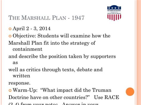 The truman doctrine was a precursor to the marshall plan. PPT - The Marshall Plan - 1947 PowerPoint Presentation ...