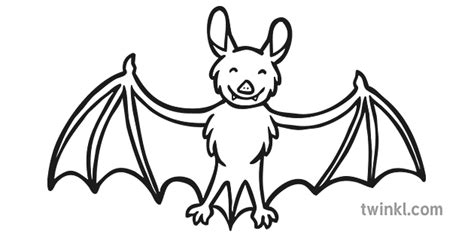 Bat 02 Black And White Illustration Twinkl