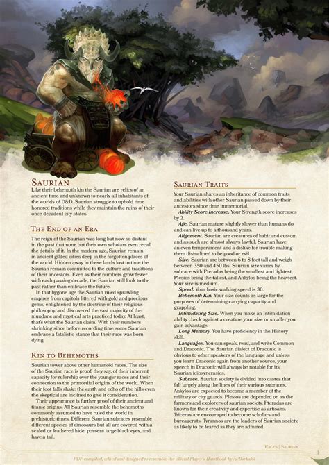 Dnd 5e Homebrew — Saurian Race By Coolgamertagbro Sterling Vermin