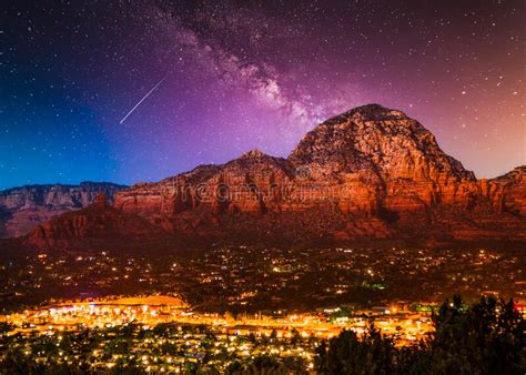 Milky Way Galaxy Stars Over Sedona Arizona Stock Image Image Of