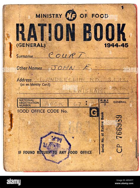 Food Ration Book 1944 An English Food Ration Book Issued In 1944 Stock