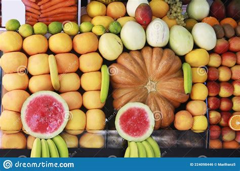 Tropical Fruits Oranges Bananas Apples Stock Photo Image Of